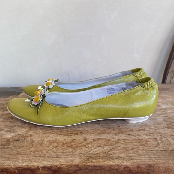 LEA FOSCATI Beautiful Soft Green Leather Ballet Flats Handmade Flowers 38 ITALY! - Picture 7 of 14
